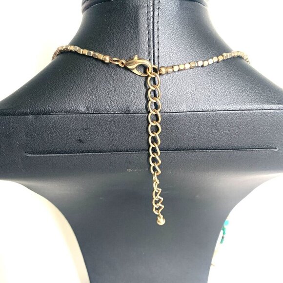 Boho Tassel Beaded Necklace & Stretch Bracelet Set Blue Coral Cream 36"L - Picture 4 of 6